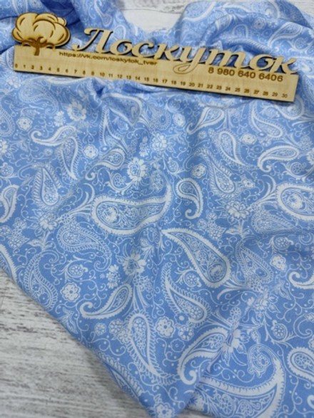 Штапель /  Огурцы на голубом