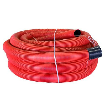 Труба гофр, двустенная ПНД/ПНД гибкая с протяжкой d160 мм (50 м) красная EKF-Plast