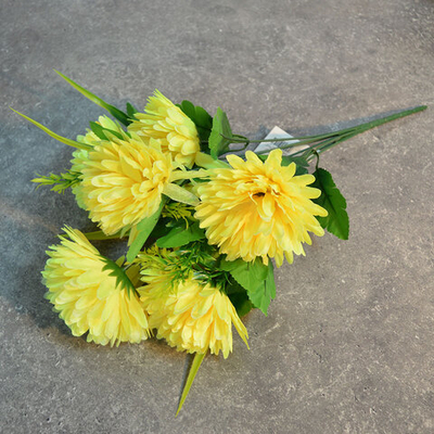 Цветы искусственные "Цветочная мелодия" Хризантемы 40см 7 цветков желтые