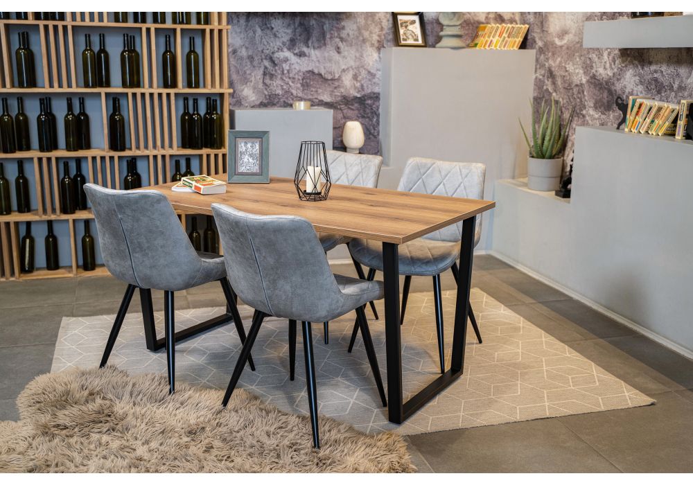 Стол Лота Лофт 140х80х75 25 мм дуб вотан / матовый черный