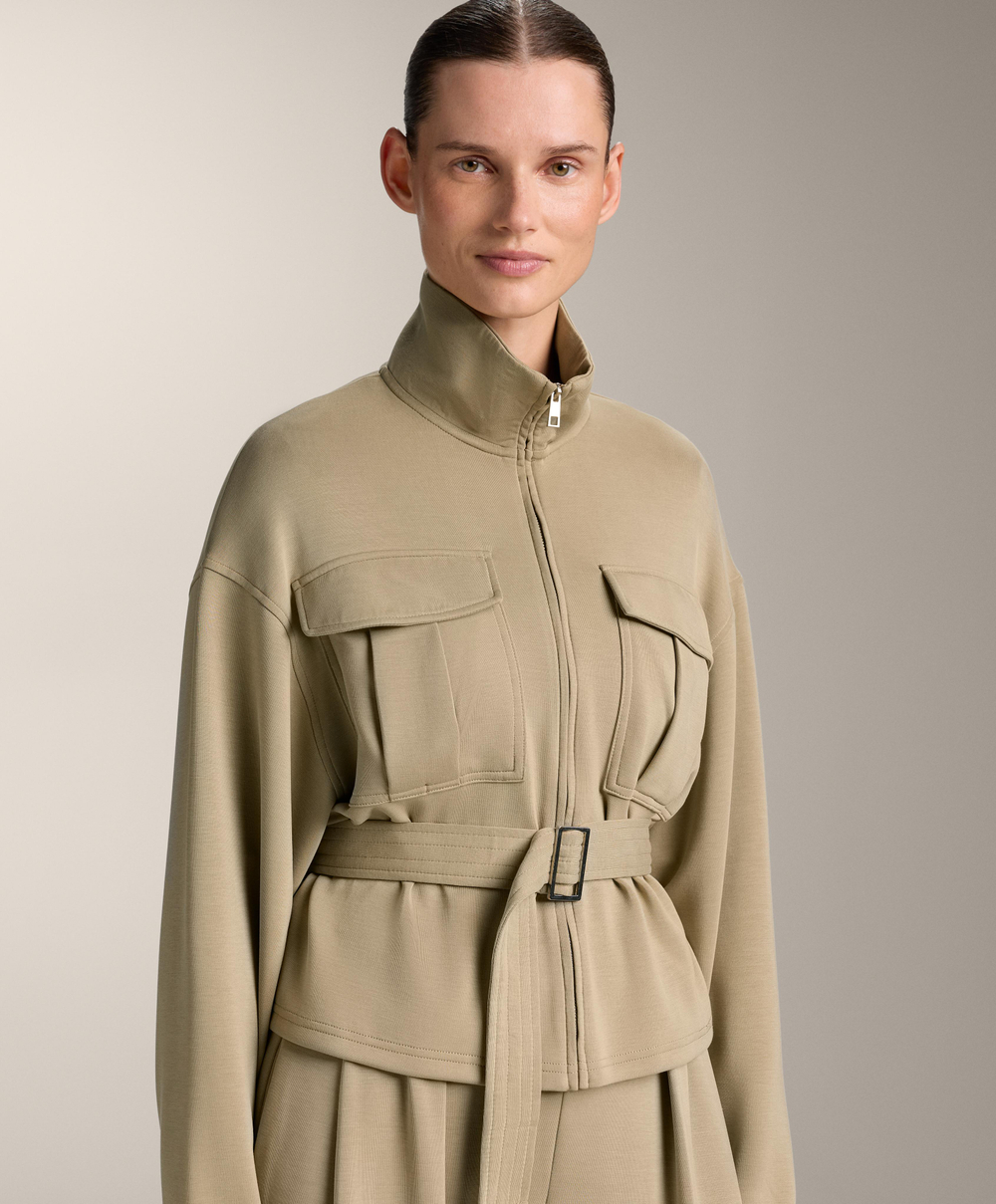 Oysho Куртка с ремнем из мягкой ткани с модалом, бежево-зеленый