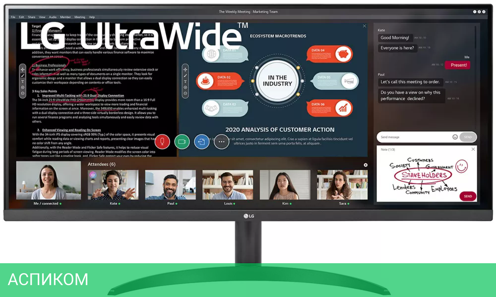 Монитор LG UltraWide 34WP500-B
