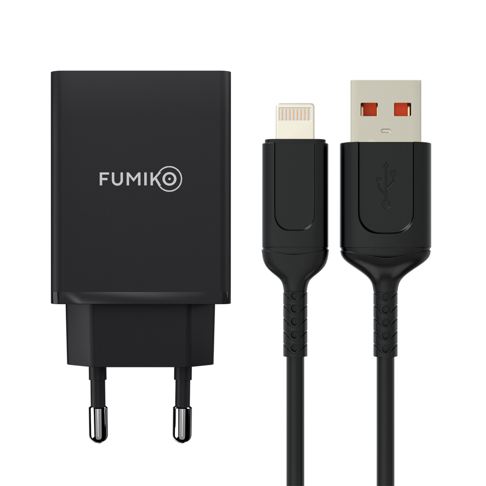 Зарядное устройство FUMIKO CH13 2.4А c Lightning черное