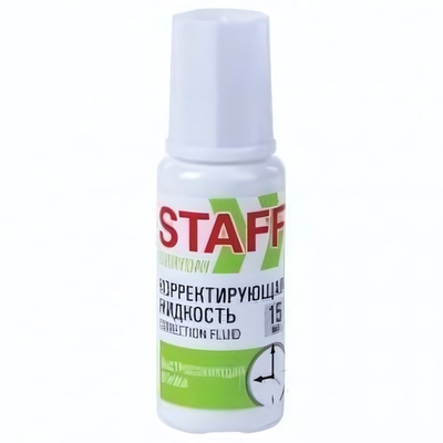Корректирующая жидкость 15мл. с кисточкой, быстросохнущая основа (STAFF)