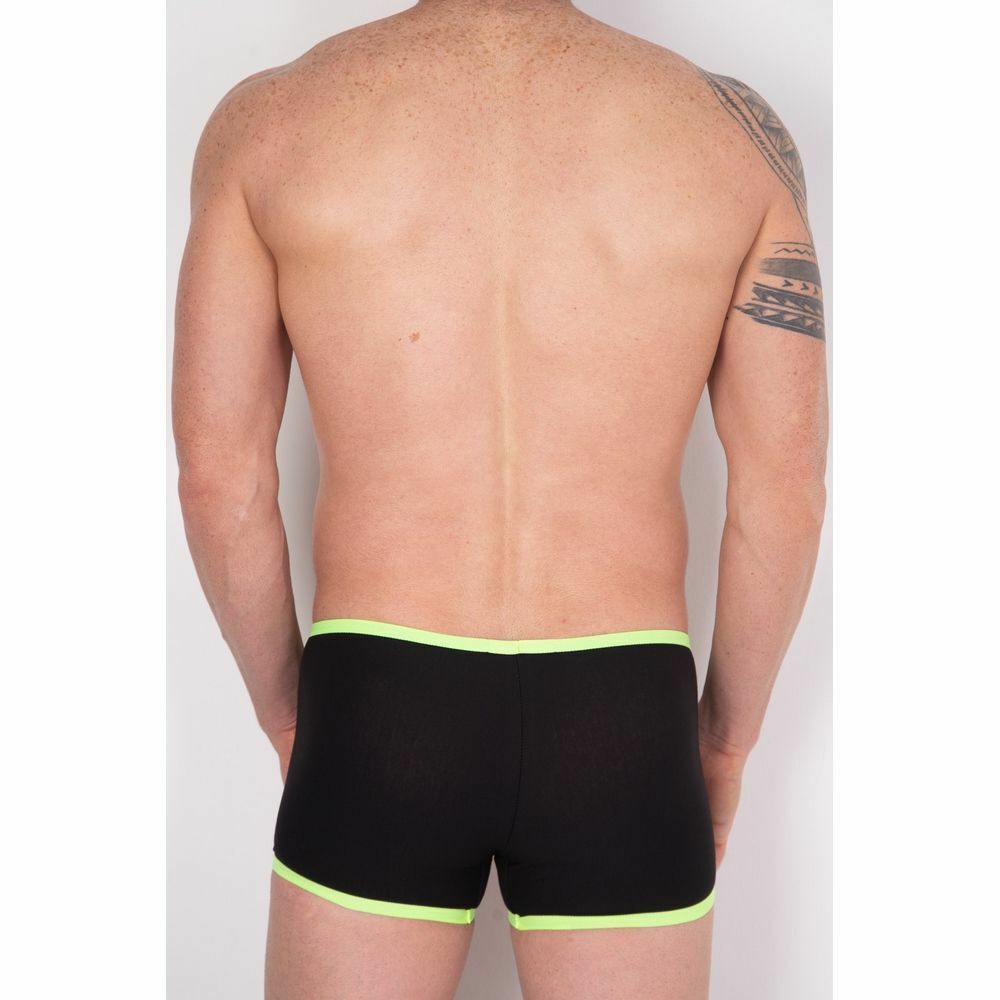 Мужские трусы боксеры черные с белой вставкой и желтой резинкой Cosmos Colors PC30_YWB