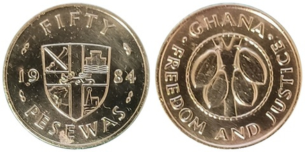 Гана 50 песев, 1984 Какао aUNC