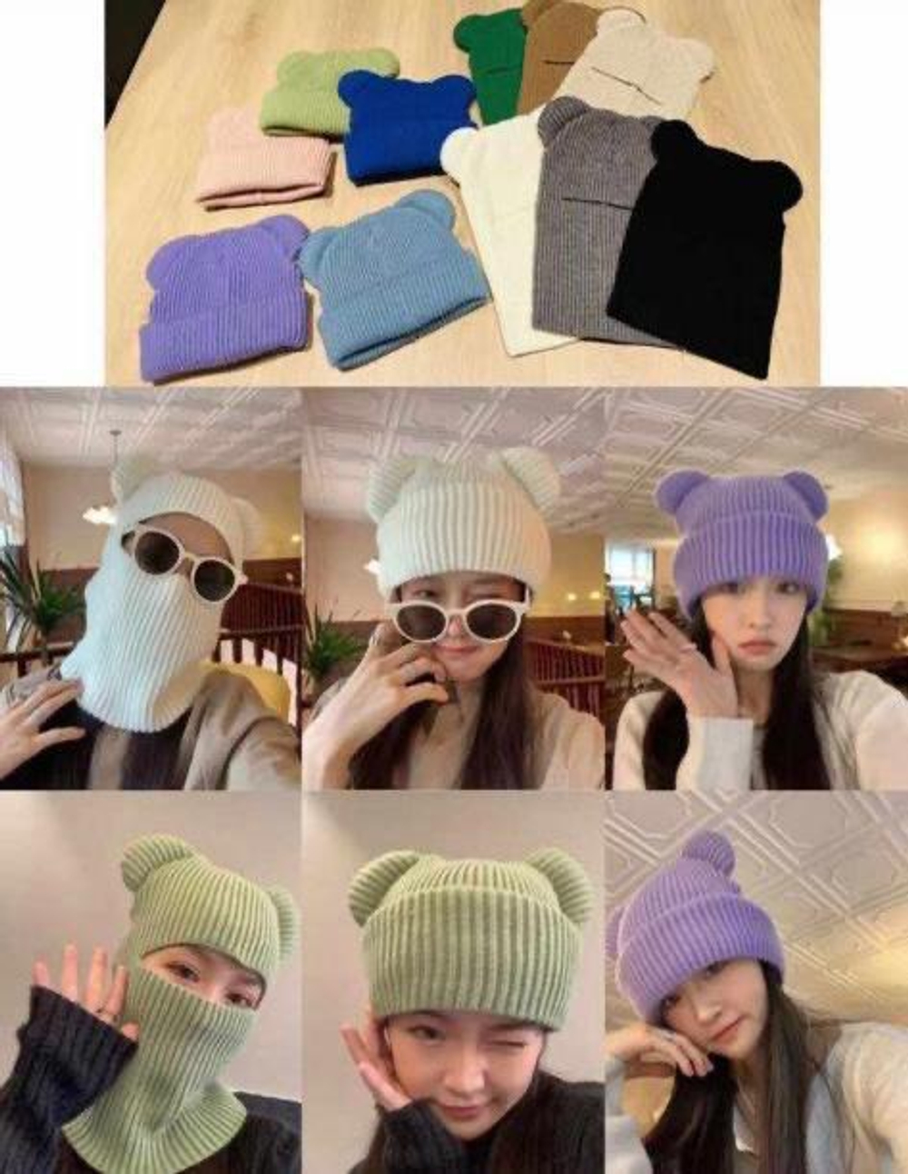 Вязаная шапка с ушками медвежонка