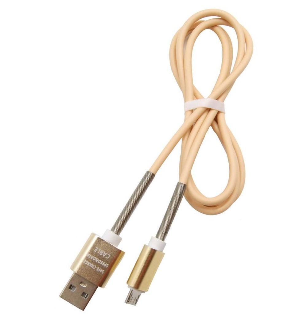 Кабель USB - Micro Spring (золото) 1м