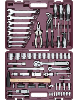 TS077 Набор инструмента универсальный 1/4", 1/2"DR, 77 предметов