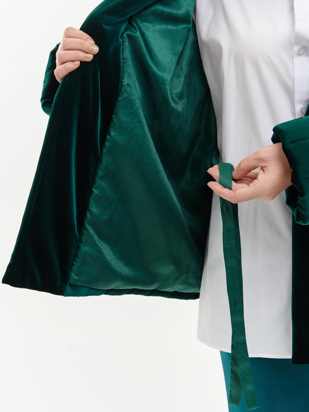 Утепленное кимоно (изумрудный)