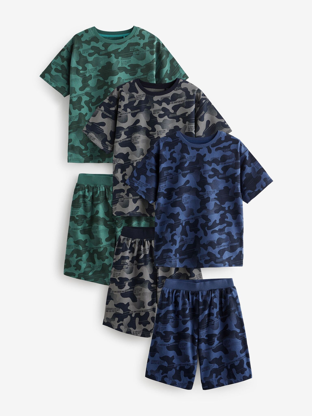 Пижама для мальчика Next Q66-653, 3 шт., Синий, Зеленый, Серый