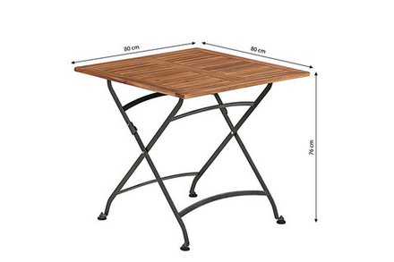 Стол из акации Joygarden ЛАТА складной 80 см, Blackmetal (черный), коричневый