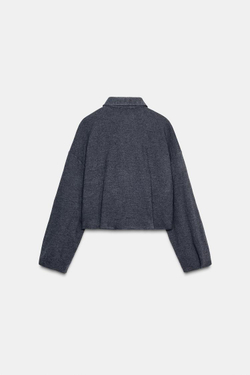 ZARA КУРТКА ИЗ МЯГКОЙ САРЖИ, СЕРЫЙ МЕЛАНЖ