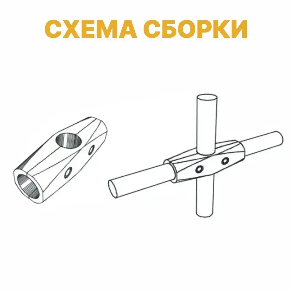 Соединитель трёх труб D25мм к системе Джокер R-43,UNO 03 ТН025 держатель прямой для 3-х труб, набор 1 шт
