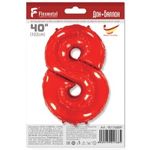 Шар (40"/102 см) Цифра, 8, Красный, в упаковке