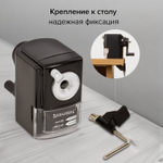 Точилка механическая BRAUBERG "STYLE" для ч/гр и цветных карандашей (в том числе утолщенных) крепление к столу корпус черный (2 штуки в упаковке)