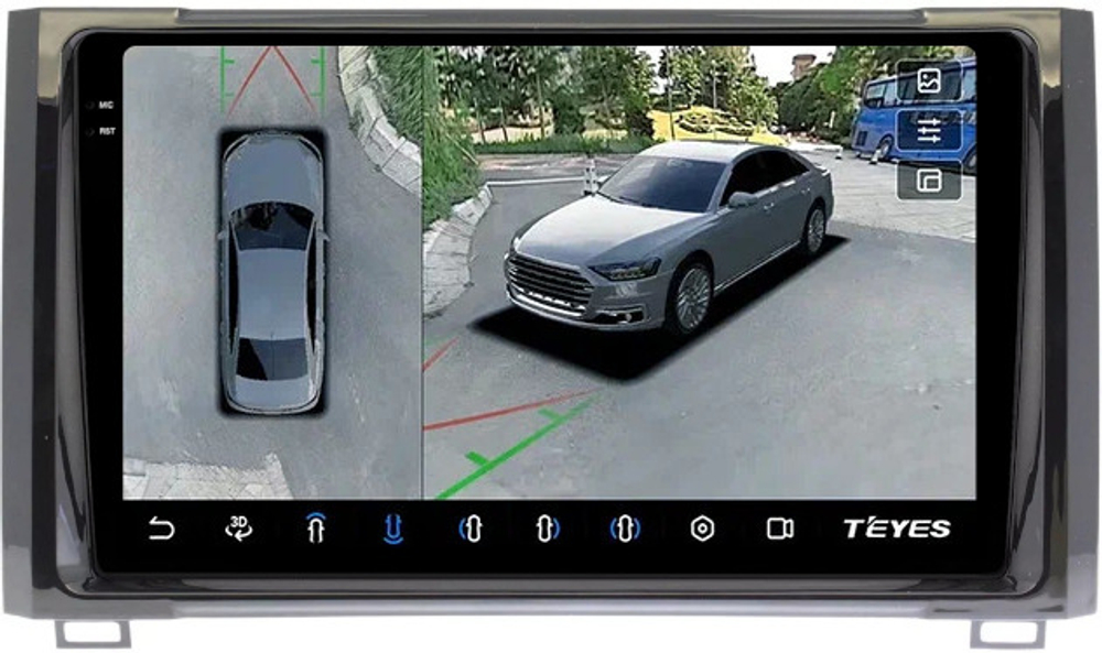 Магнитола для Toyota Tundra 2 2013-2022 - Teyes CC3-2K-360 на Android 10, 2K QLED, 6Гб+128Гб, CarPlay, 4G SIM-слот, 4 камеры в комплекте