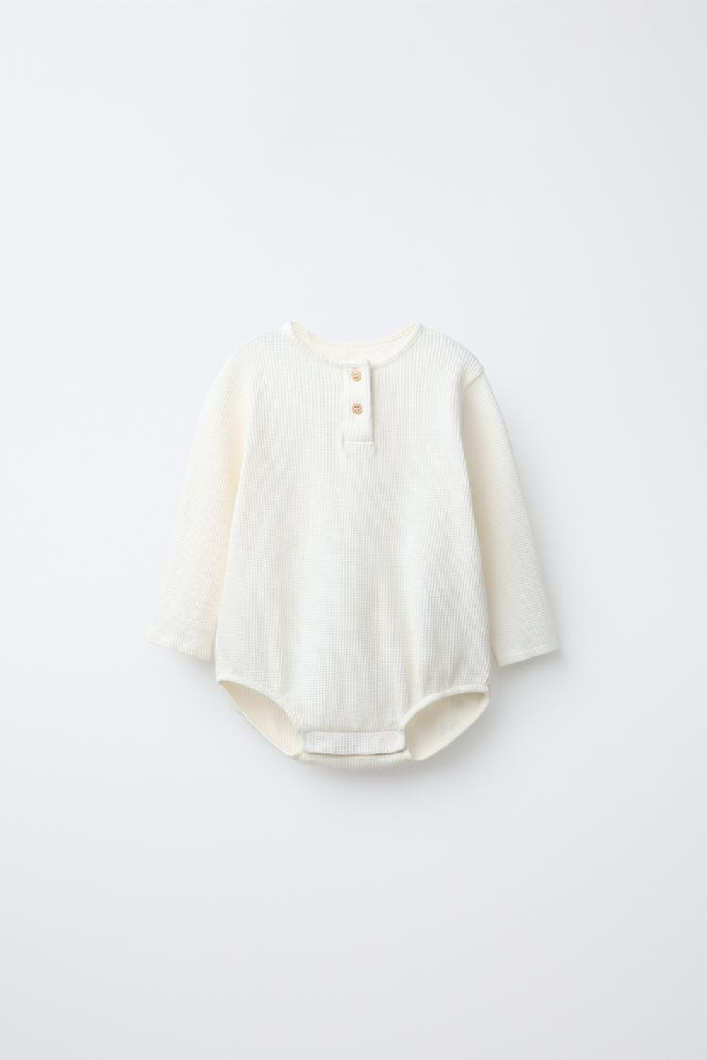 ZARA БОДИ ИЗ РИФЛЕНОГО ТРИКОТАЖА С ВОРОТНИКОМ НА ПУГОВИЦАХ, ЭКРЮ