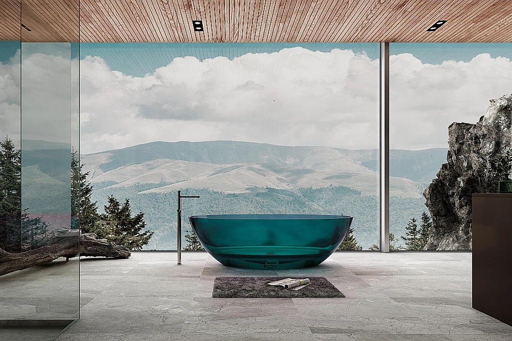 Ванна Abber Kristall AT9702Aquamarin 180x85 бирюзовая прозрачная