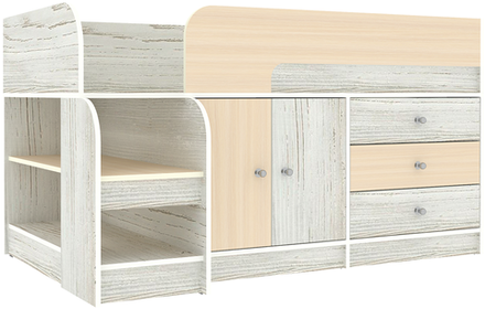 Кровать-чердак КарИВи Астра 9, 1 Винтерберг  Дуб Молочный