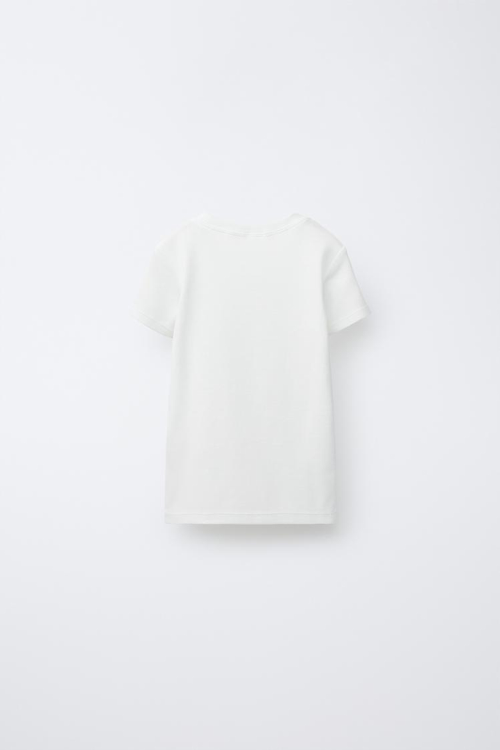 ZARA КОМПЛЕКТ ИЗ ТРЕХ ФУТБОЛОК С КОРОТКИМИ РУКАВАМИ, ЖЕЛТОВАТО-БЕЛЫЙ