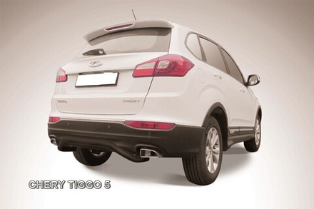 Защита заднего бампера (нержавейка) Chery Tiggo 5 (2014-2016) d57 скоба (черный)