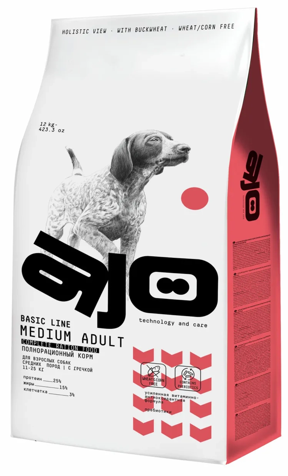 AJO Dog Medium Adult для взрослых собак средних пород 12 кг