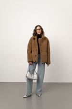 Чёрно-коричневая двусторонняя шуба-дублёнка