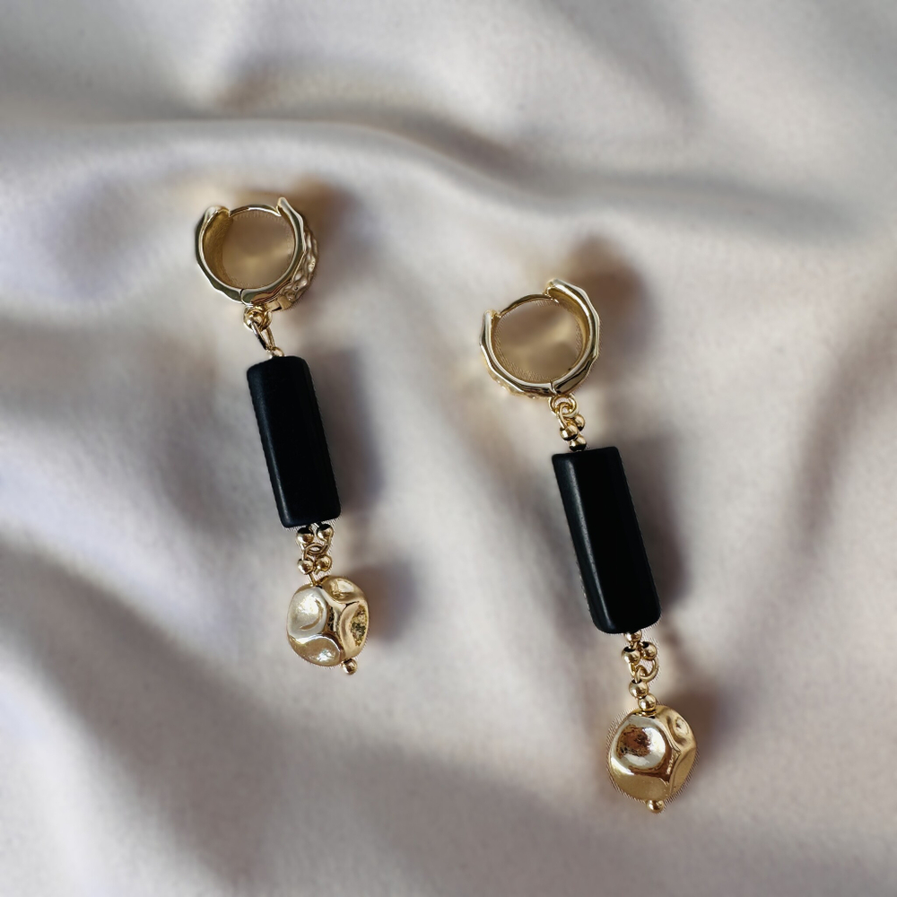 Комплект бижутерии "Черное солнце" из шунгита