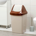 Контейнер для мусора 15л "Свинг", бежевый мрамор