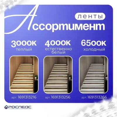 Светодиодная лента 12В белый 4000К 5m