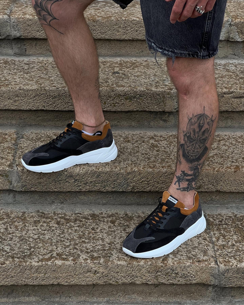 Кроссовки мужские, арт. 125 черно-желтый