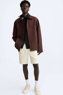 ZARA ШОРТЫ КОМФОРТНОЙ ПОСАДКИ, ЭКРЮ