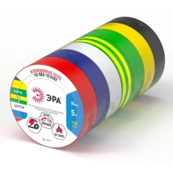 Изолента цветная набор 7 шт ПВХ ГОСТ ЭРА профессиональная для проводов, для проводки 15мм х 5м
