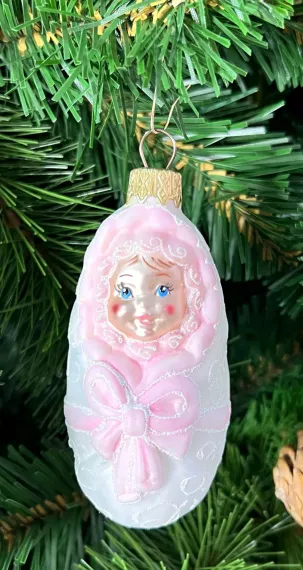 Елочное украшение Младенец, стекло, 10 см., 1 шт., Витус (А297)