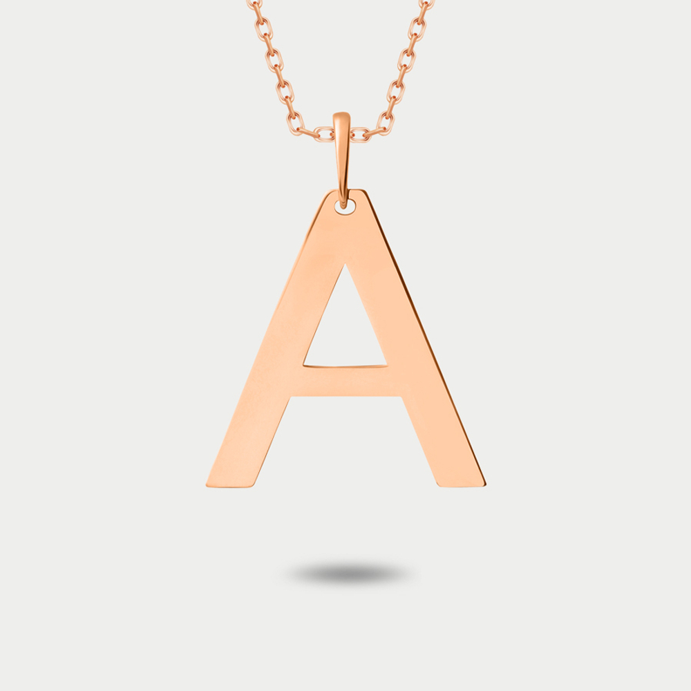 Подвеска-буква "А" из розового золота 585 пробы без вставок для женщин (арт. 500663-1000)
