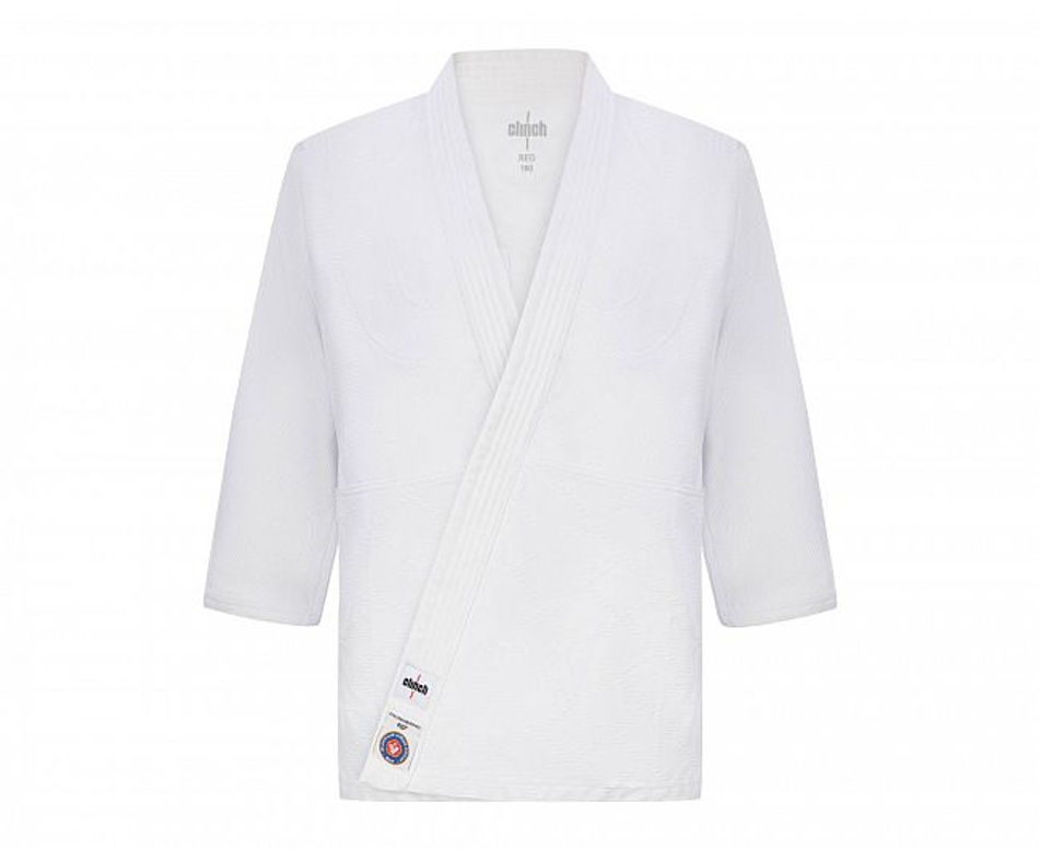 C555 Кимоно для дзюдо подростковое Clinch Judo Red FDR белое