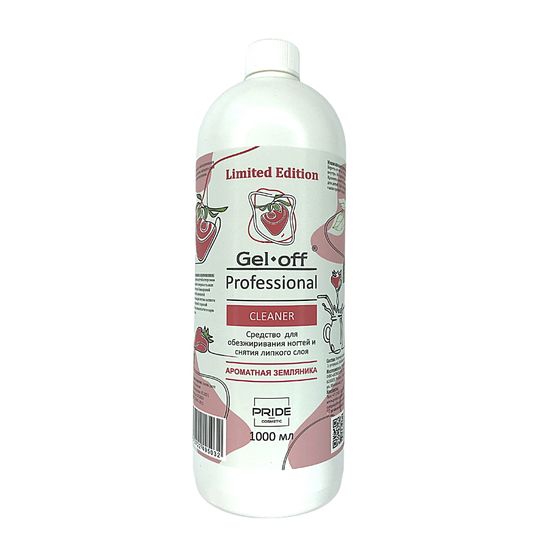 Средство для обезжиривания ногтей и снятия липкого слоя GEL-OFF Professional Cleaner , Ароматная земляника, 1000 мл.