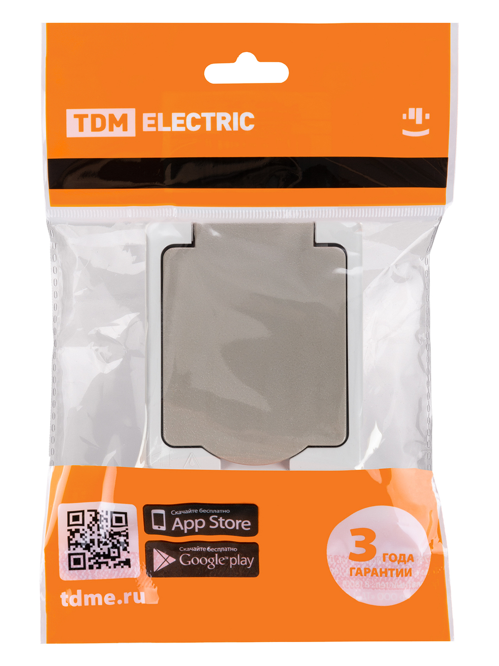 Розетка 2П+З открытой установки IP54 16А серая "Вуокса" TDM SQ1803-0007