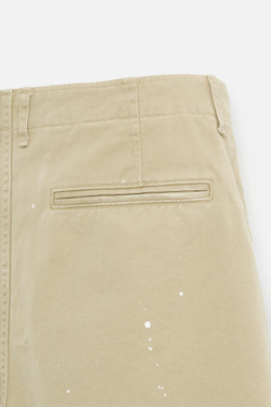 ZARA БРЮКИ ЧИНОС С ПРИНТОМ В ВИДЕ БРЫЗГ КРАСКИ, БЕЖЕВЫЙ