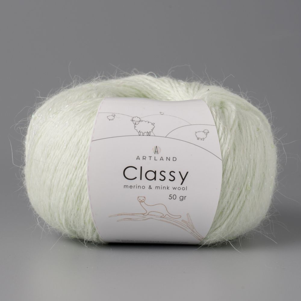 Classy, пряжа с люрексом и пайетками, шелк-5%, мериносовая шерсть-20%, нейлон-30%, норка-45%, 50 гр, 240 м