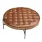 Круглый журнальный столик 2147 из темно-коричневой кожи