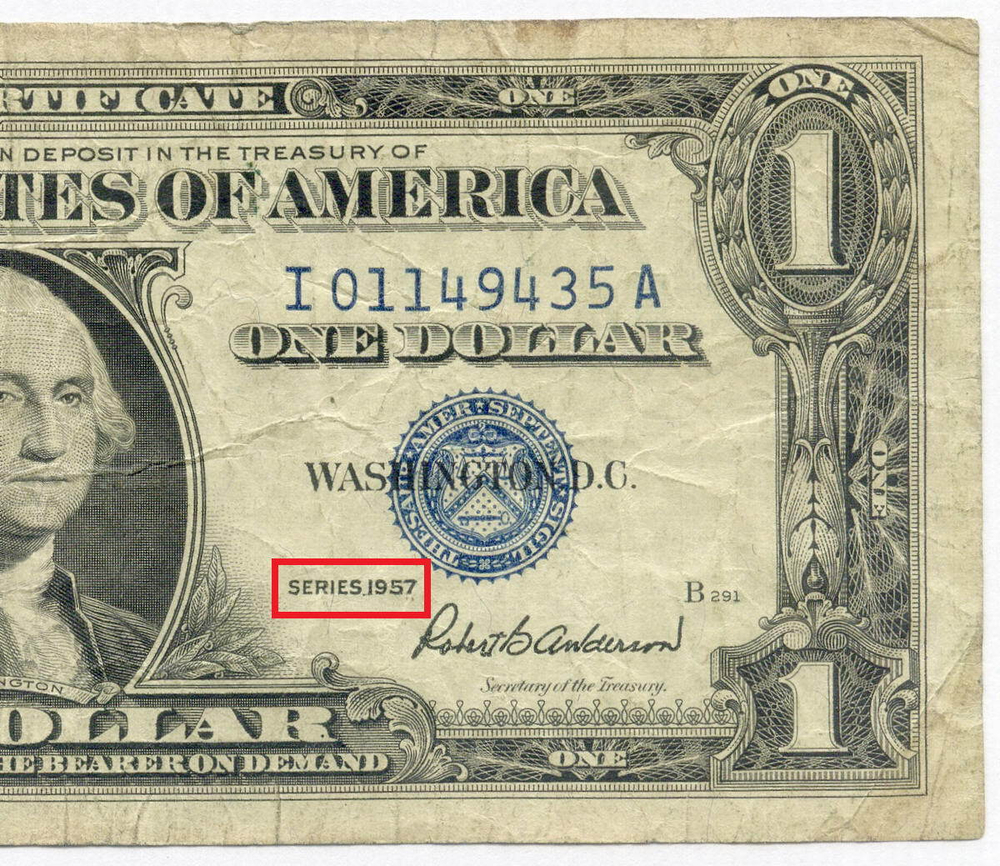 Банкнота США 1 доллар (серебряный сертификат) 1957 I 01149435 A. F