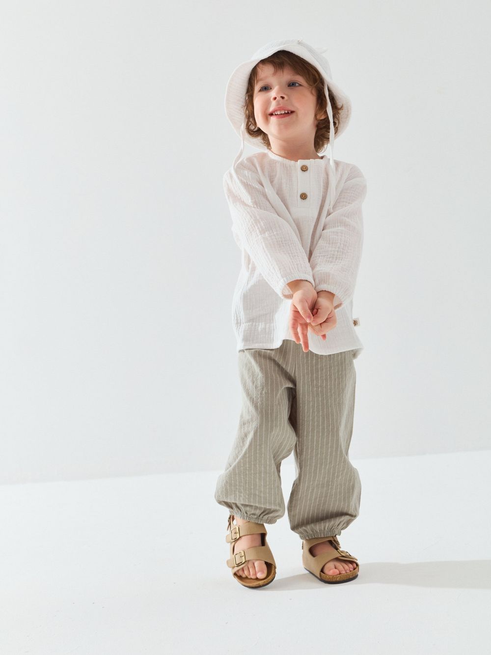 Брюки хлопковые "Деним полоска" 0+