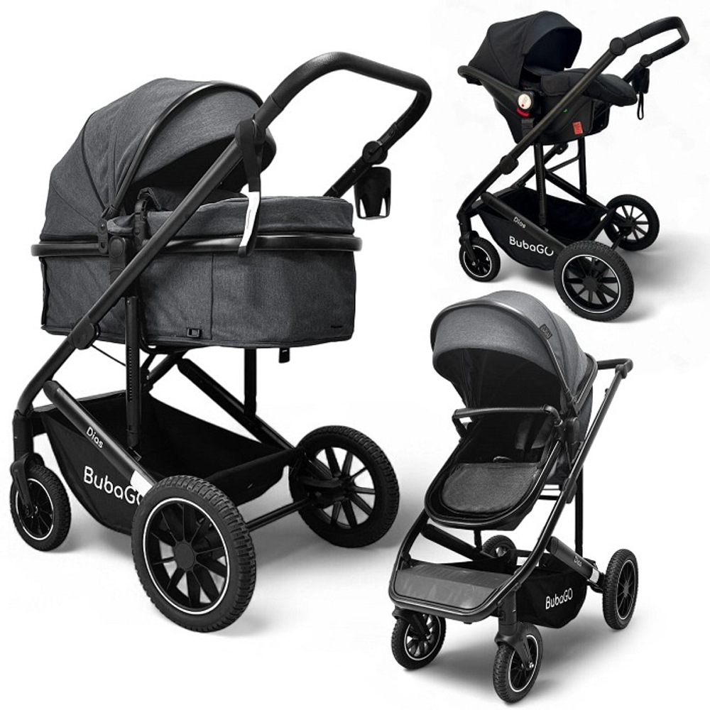 Коляска трансформер 3в1 Bubago Dias серый