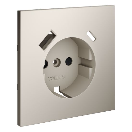 Накладка для розетки с заземлением и защитными шторками, с USB A+C, S70 (кашемир)