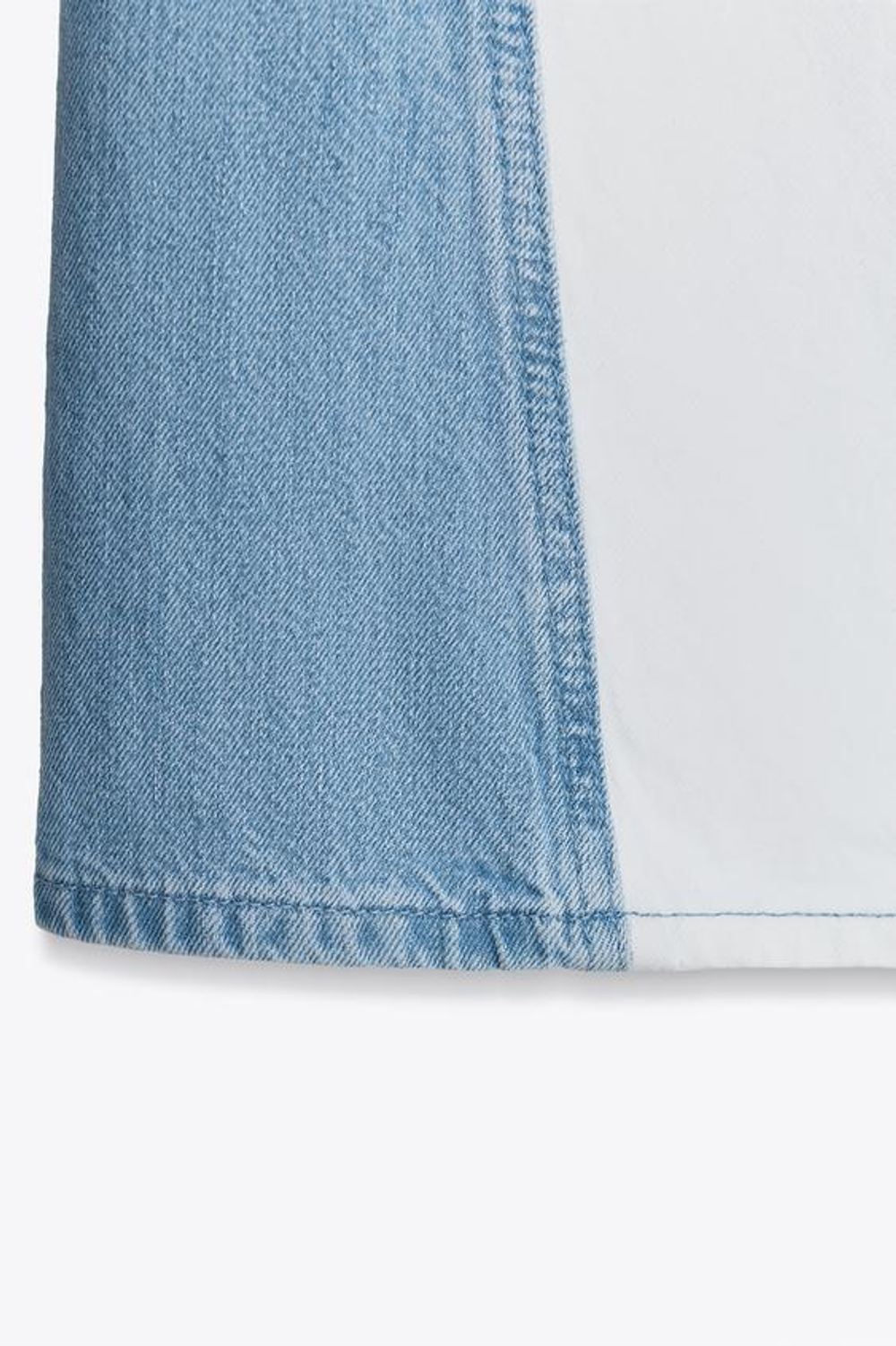 ZARA ДЖИНСЫ Z1975 STRAIGHT СО СРЕДНЕЙ ПОСАДКОЙ И КОМБИНИРОВАННОЙ ВАРКОЙ, ВЫЦВЕТШИЙ СИНИЙ