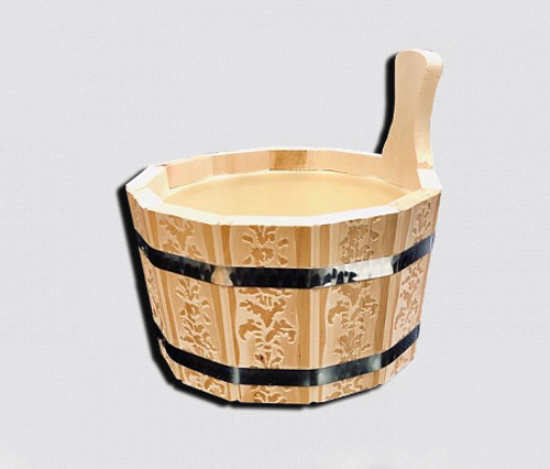 Ушат-шайка с пласт вкладкой с тиснением Цветочный орнамент (4,5л)