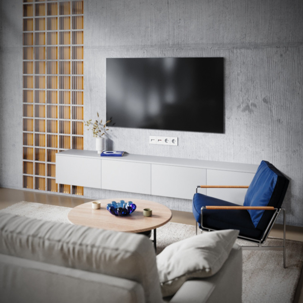 Розетка телевизионная встраиваемая VOLTUM S70 TV+RJ45 кат. 6, (белый матовый)