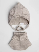 Чепчик и снуд детский на осень светло-бежевый